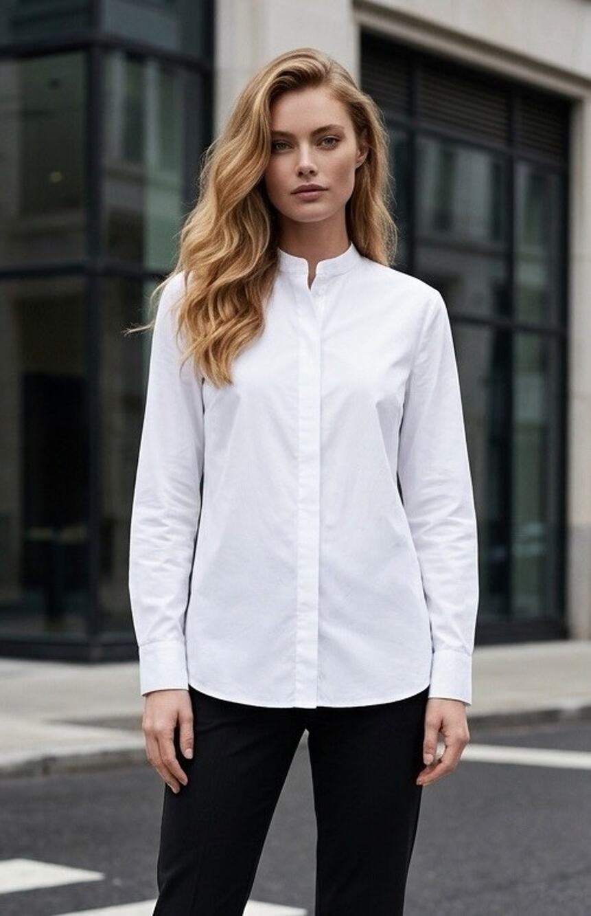 Tory Burch Women’s Size 2 Cotton Poplin Tunic Blouse White Button Front Shirt
